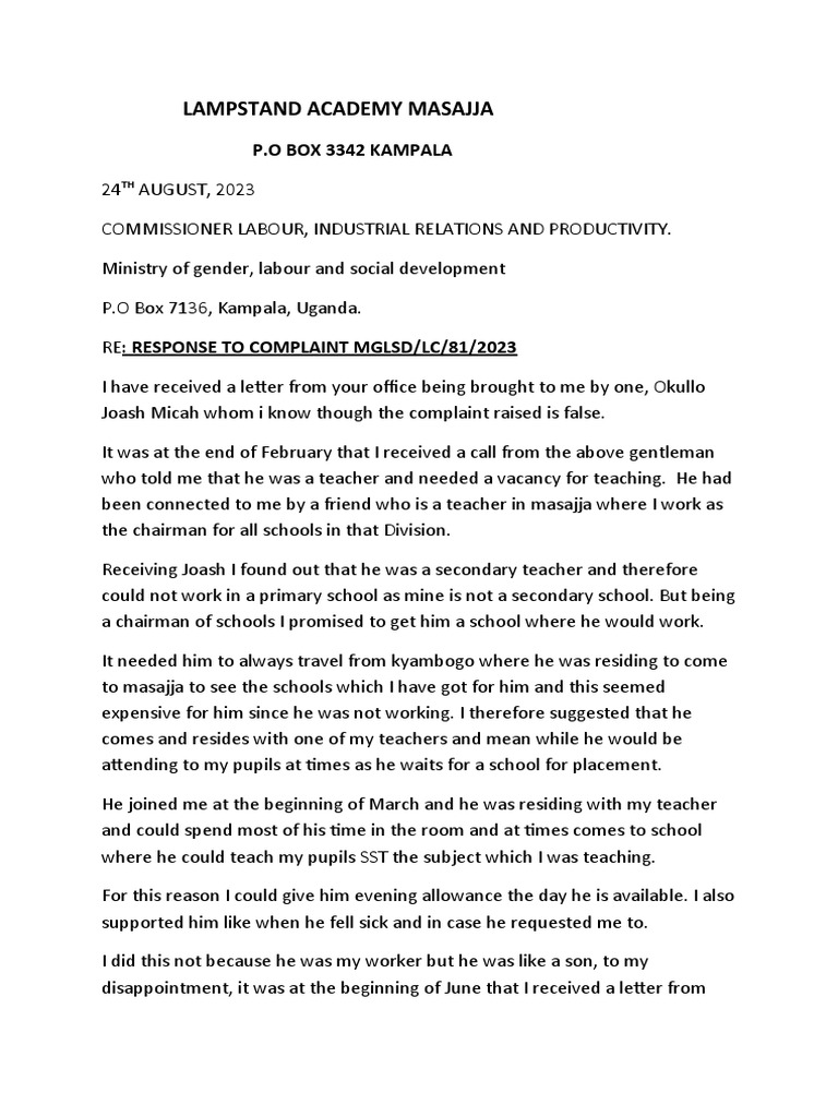 Lampstand Academy Masajja A Letter To Labour PDF