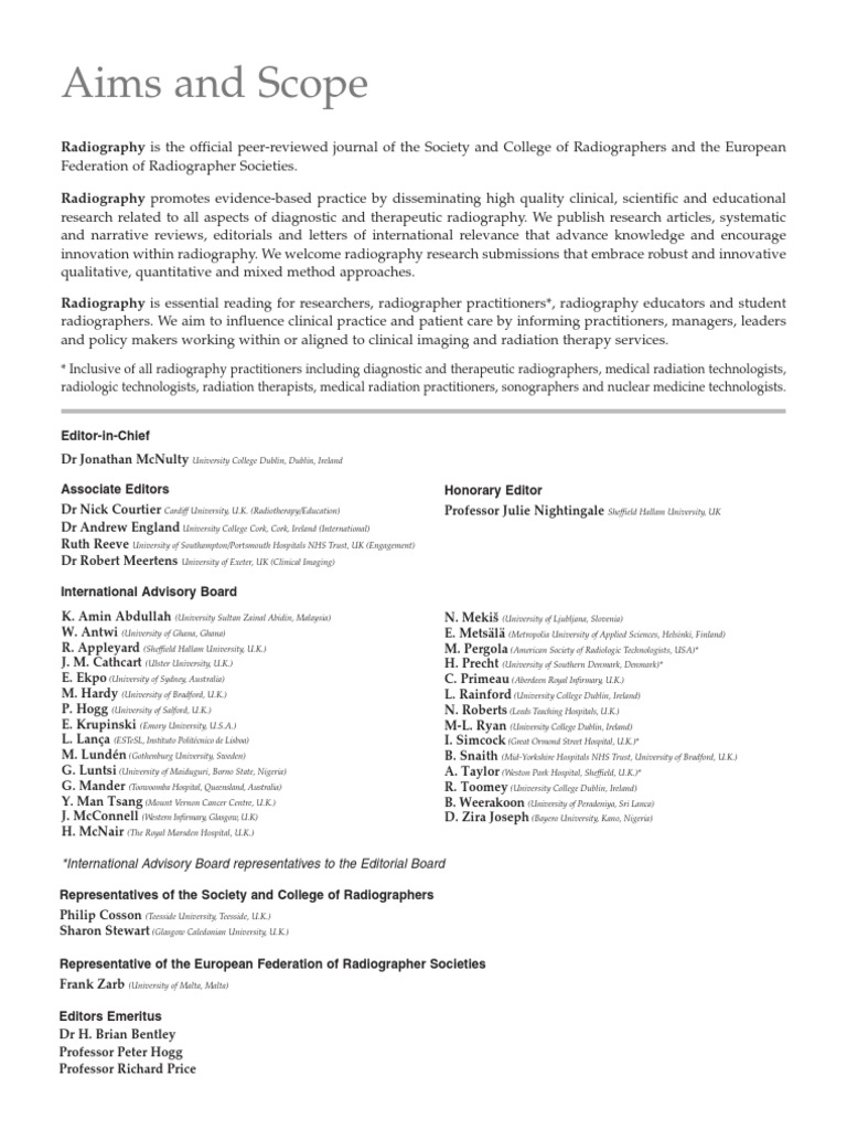 EditorialBoard 2022 Radiography PDF Radiography Medicine