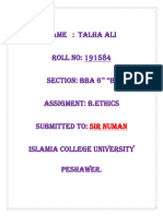 Talha Ali (191584) Ethics Assignment