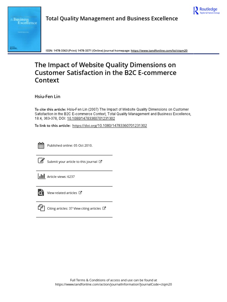 Website Quality's Impact on B2C Satisfaction | PDF | Online Shopping ...