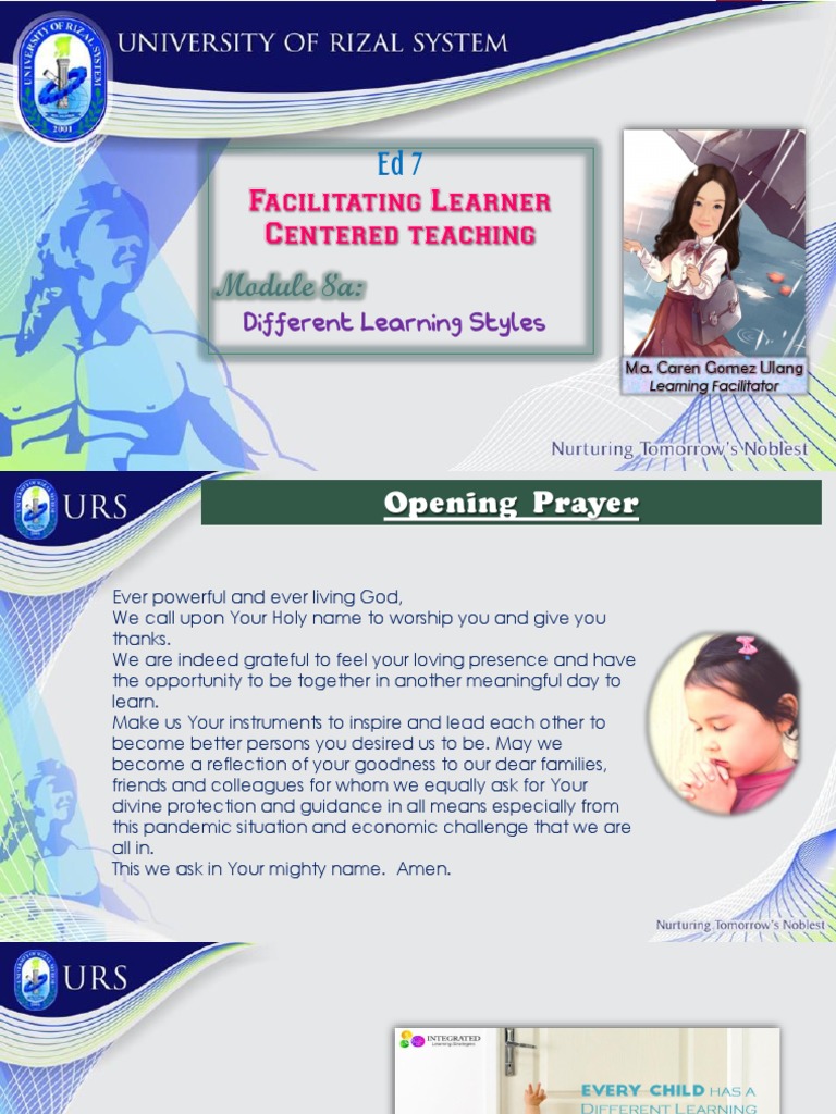 Ed7 Module 8a Different Learning Styles Pdf Learning Styles Learning