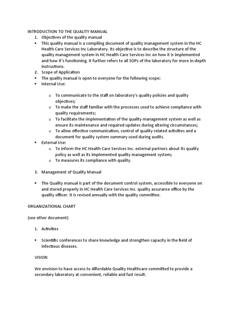 Quality Manual Lab (Draft) | PDF