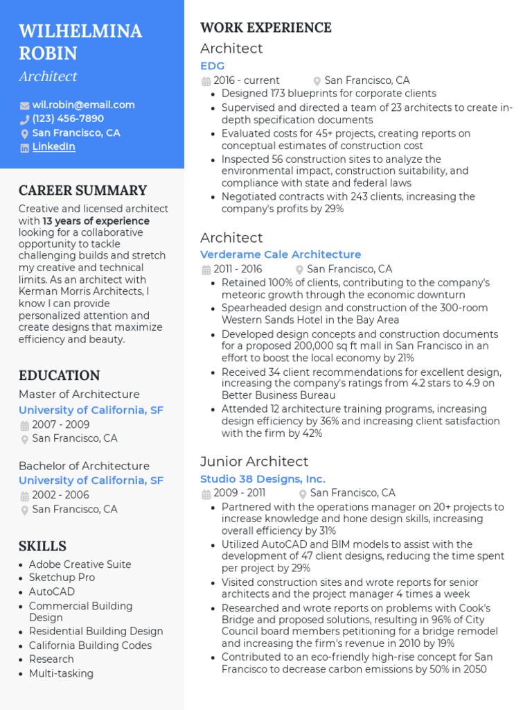 Architecture Resume Example | PDF
