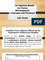 Career Options Based On Career Development Concepts and