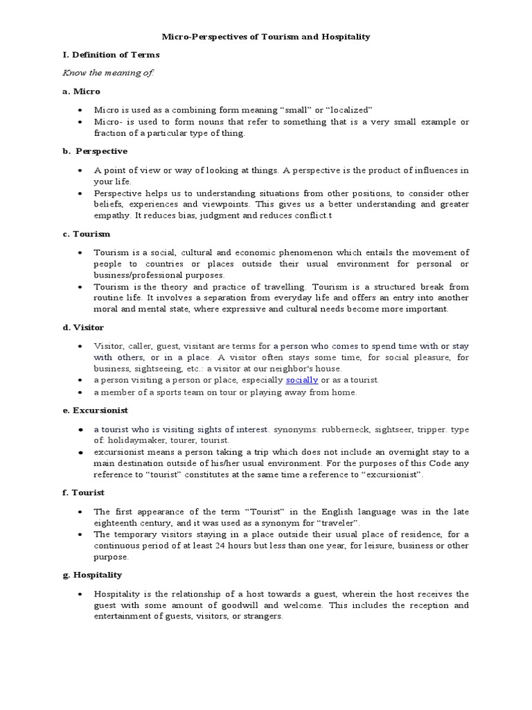 Micro Perspectives of Tourism and Hospitality | PDF | Tourism