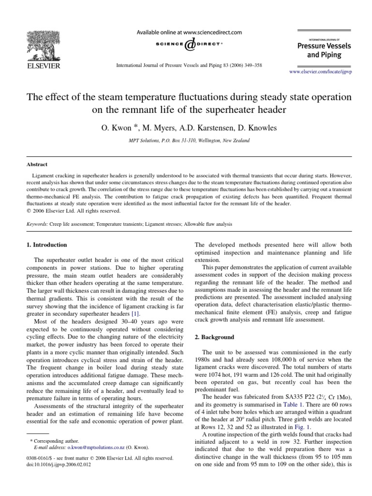 Effect of Steam Temperature Fluctuations On Remanant Life | PDF ...