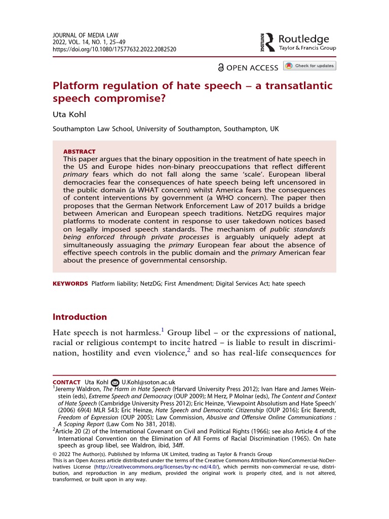 4 PlatformHateSpeech | PDF | Hate Speech | Freedom Of Speech