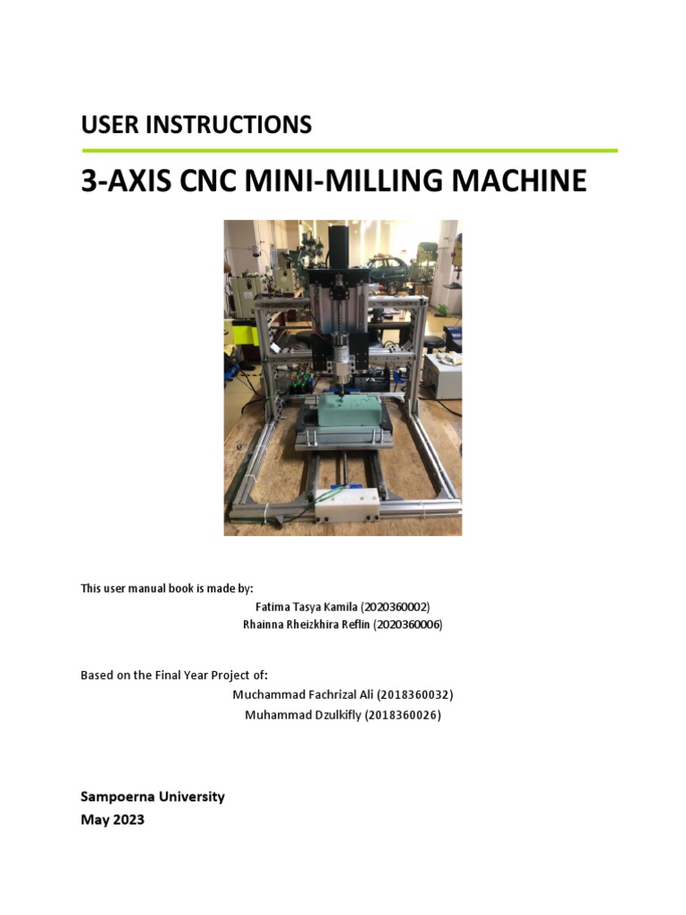 Manual Book 3Axis Mini Milling Machine PDF Numerical Control Equipment