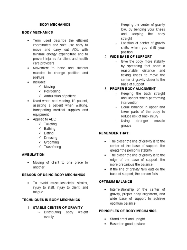 Body Mechanics PDF Musculoskeletal System