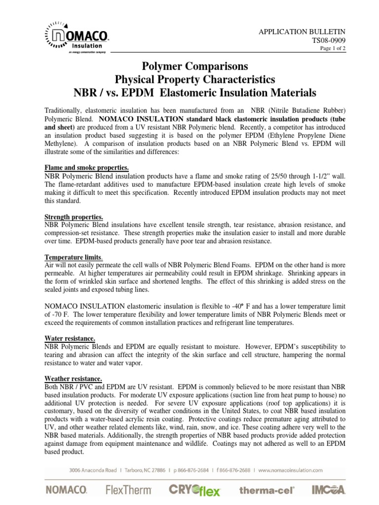 TS08 0909 NBR Vs EPDM | PDF | Polymers | Insulator (Electricity)