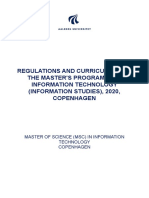 Regulations and Curriculum For The Masters Programme in Information Technology Information Studies 2020 Copenhagen
