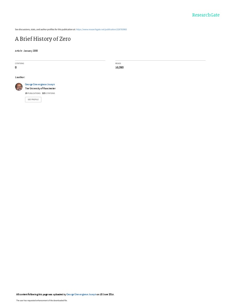 A Brief History of Zero PDF Numbers Maya Civilization