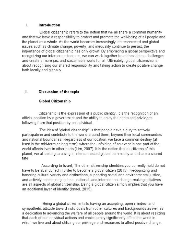 Global Citizenship Principles And Actions Pdf