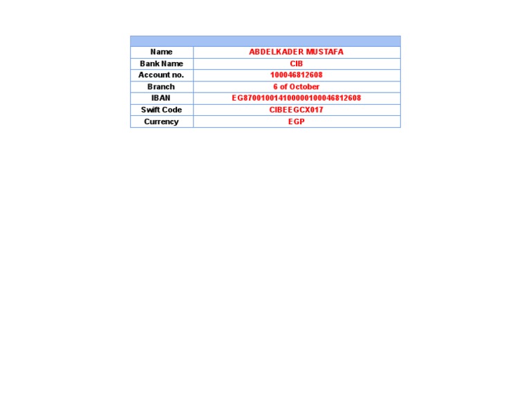 CIB Bank Details PDF