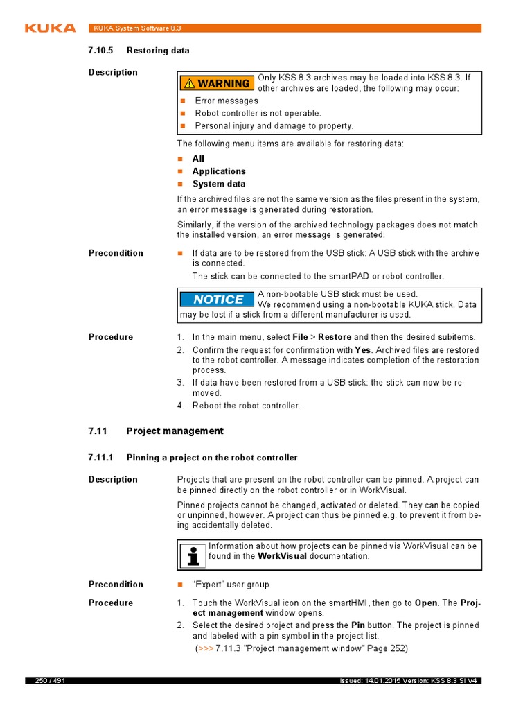 KUKA KSS 8.3 Data Restoration Guide | PDF | Backup | Computer File