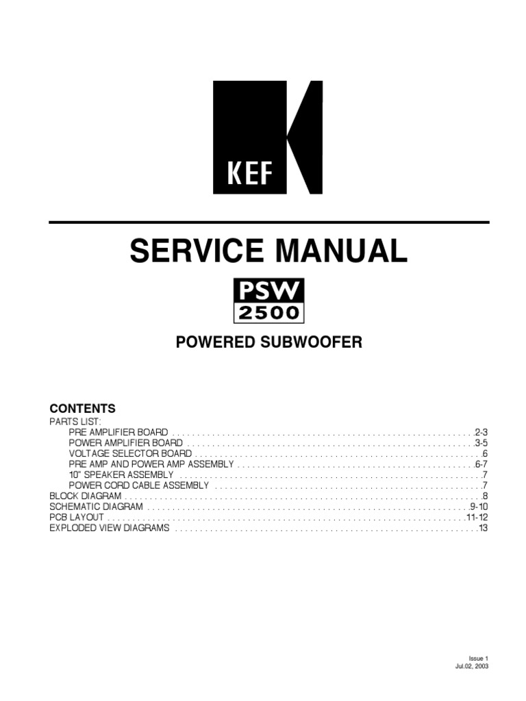 Kef psw2500 PDF Audio Engineering Computer Engineering