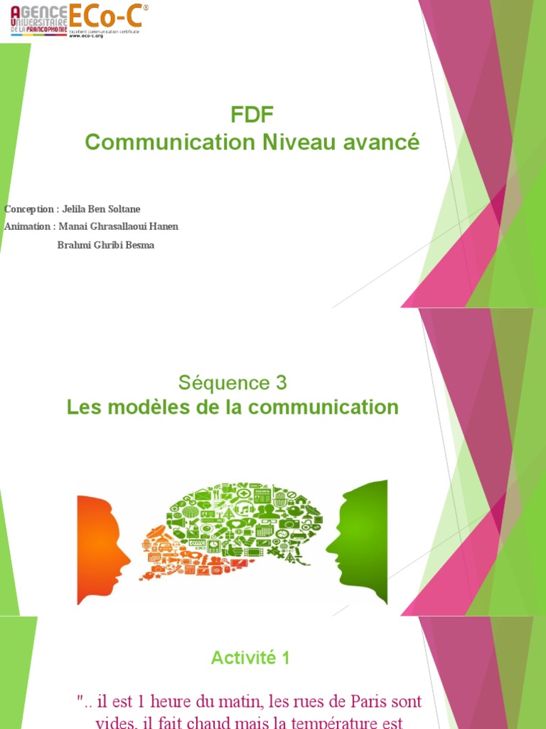 Communication Avancée : Modèles et Gestion des Conflits | PDF | la ...