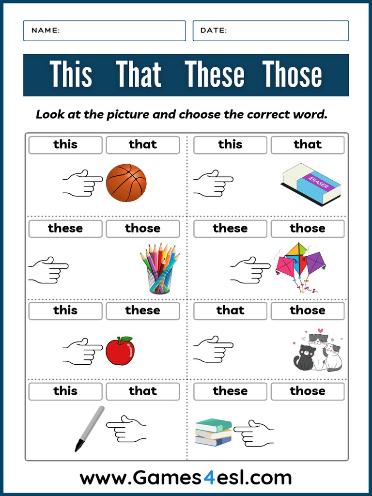 This That These Those Worksheet 1 | PDF