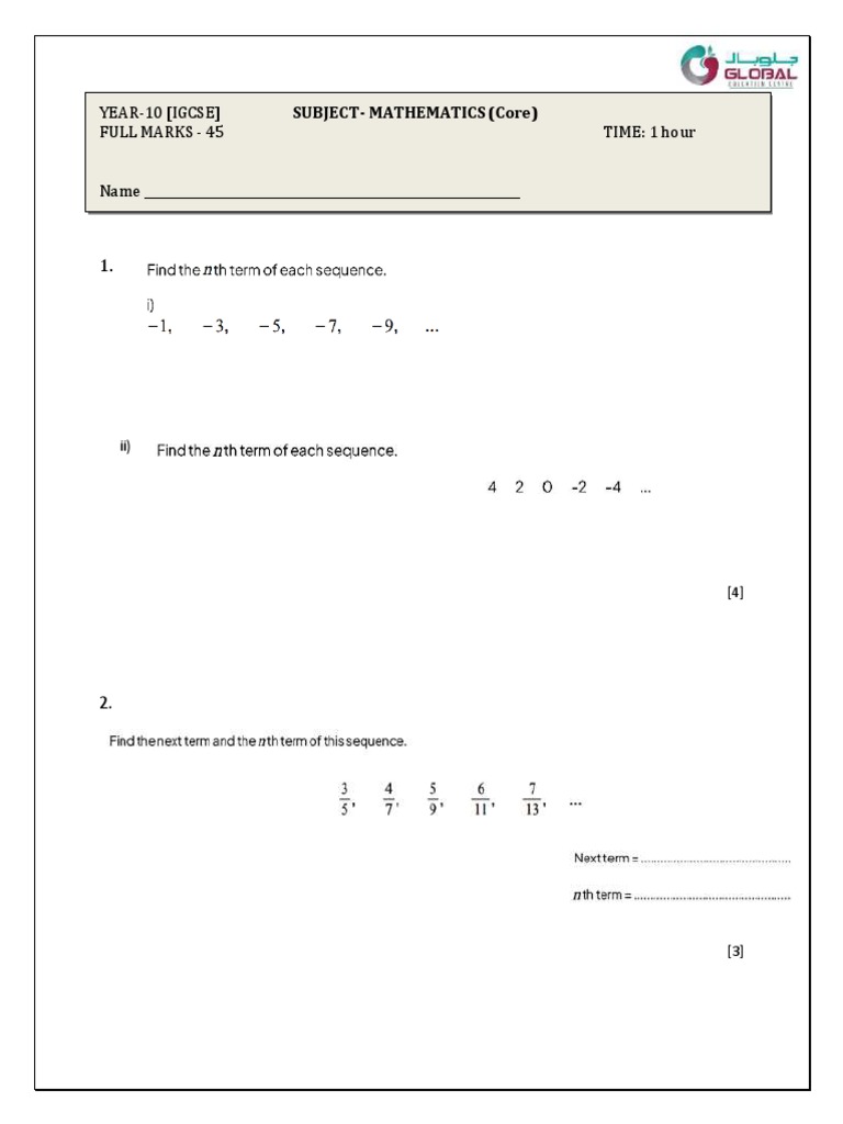Year 10 math test 171819 core pdf