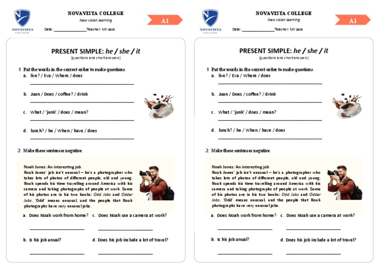 Present Simple - He, She, It (Questions & Short Answers) | PDF