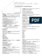 II Lista de Exercício 2 8°ano Língua Portuguesa