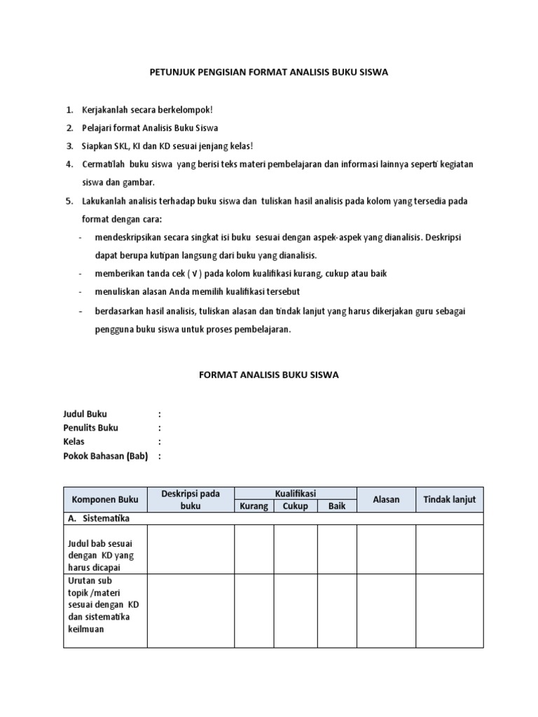 Format Analisis Buku Siswa | PDF