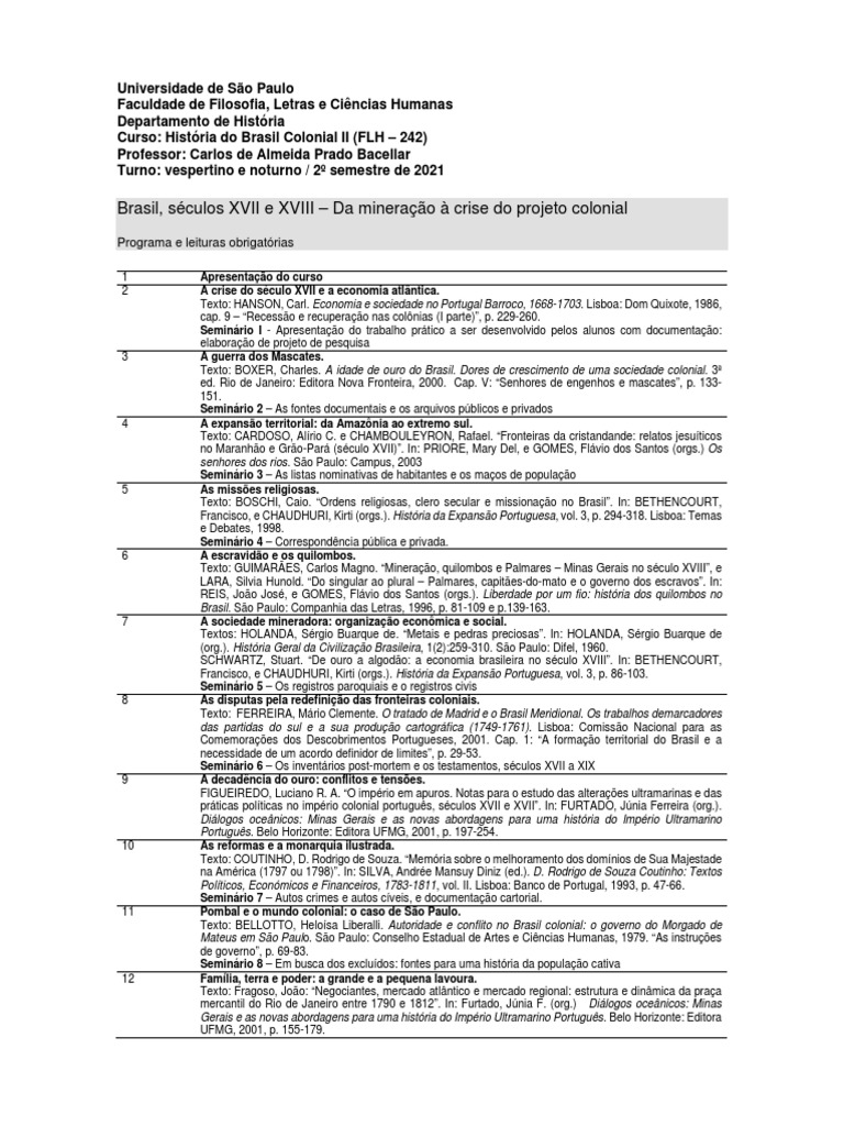 Mineração no Brasil: Séculos XVII e XVIII | PDF | Brasil | Portugal