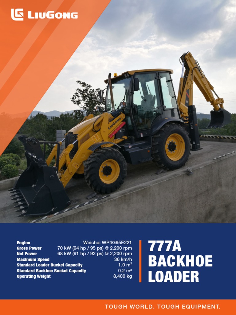 Liugong 777A Backhoe Loader Specs | PDF | Horsepower | Motor Vehicle