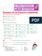 Exámen 2 de Ciencia y Ambiente para Primer Grado de Primaria