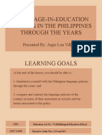Language-In-Education Policies in The Philippines Through The Years
