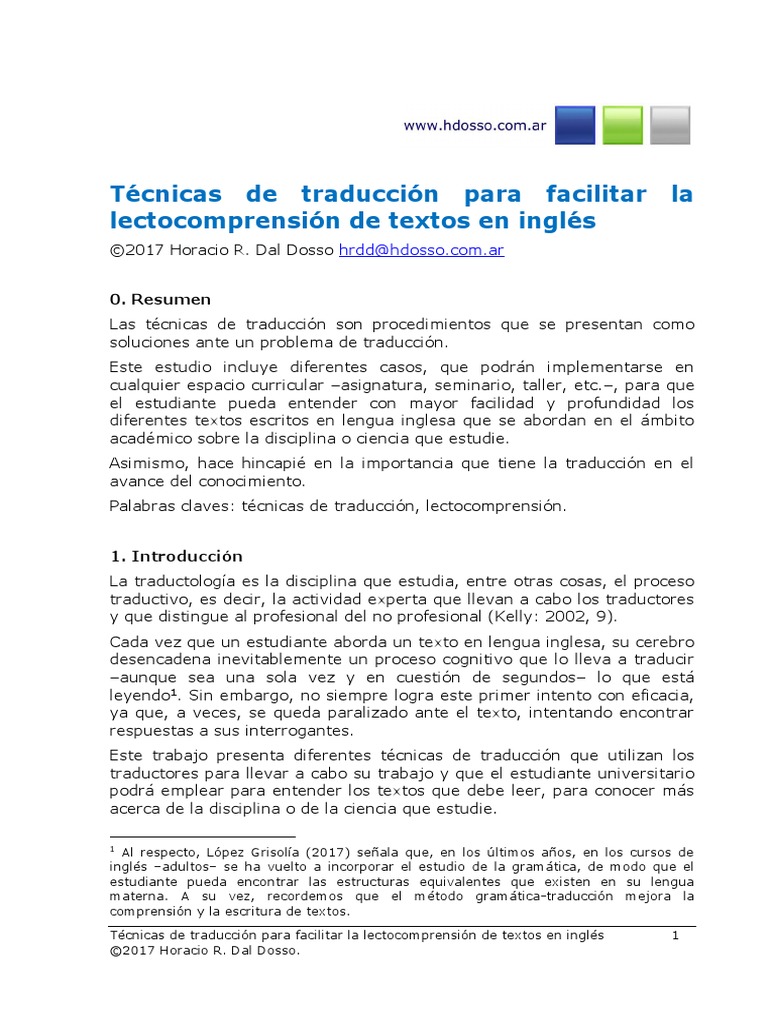 Dosso Traduccion PDF Traducciones Verbo