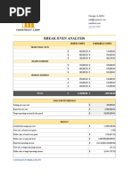 Break Even Analysis Template