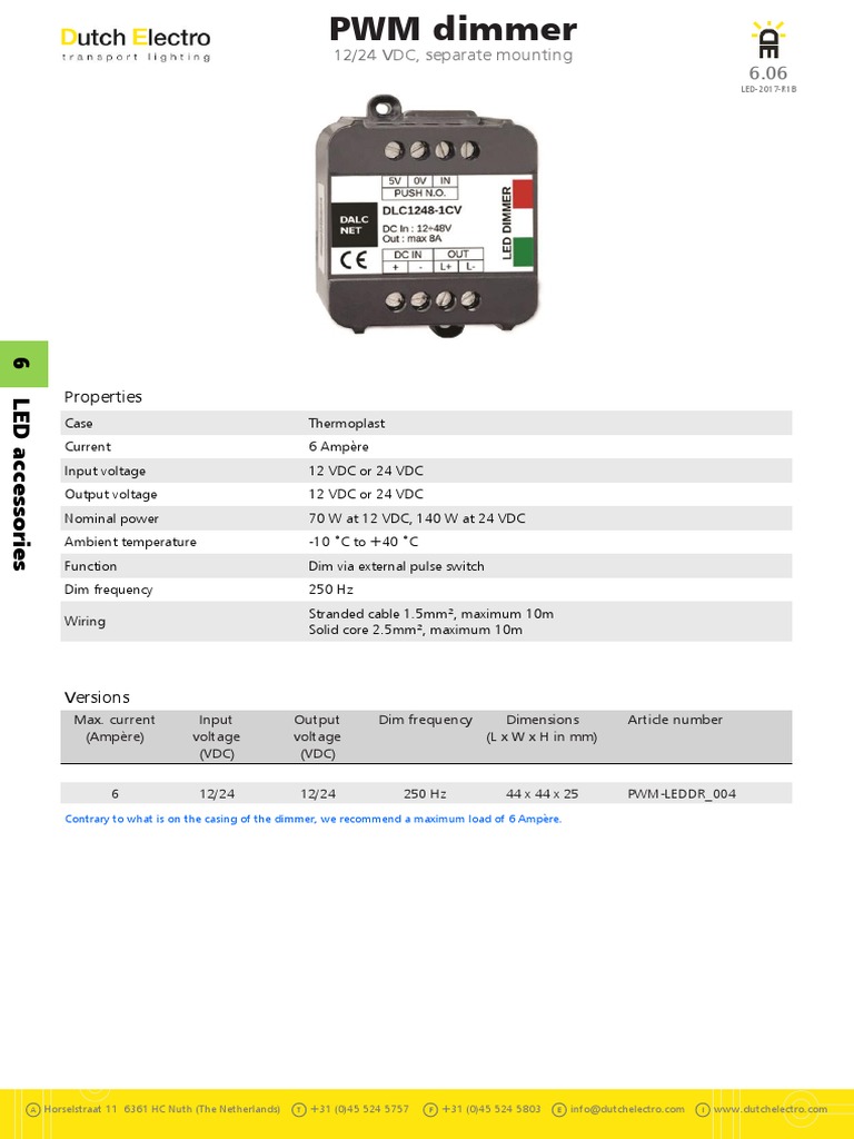 En+ +datasheet+ +Dutch+Electro+ +Pwm+Dimmer+ +2017 r1b | PDF