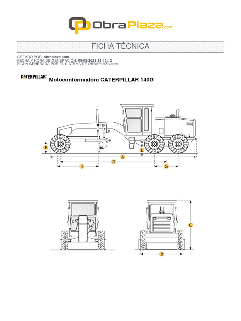 Cat 140g Ficha Tecnica PDF