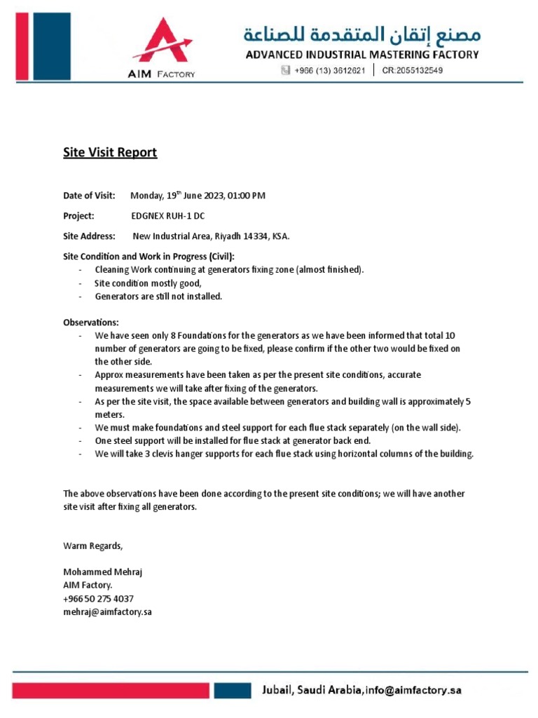 EDGNEX Site Visit Report - June 2023 | PDF