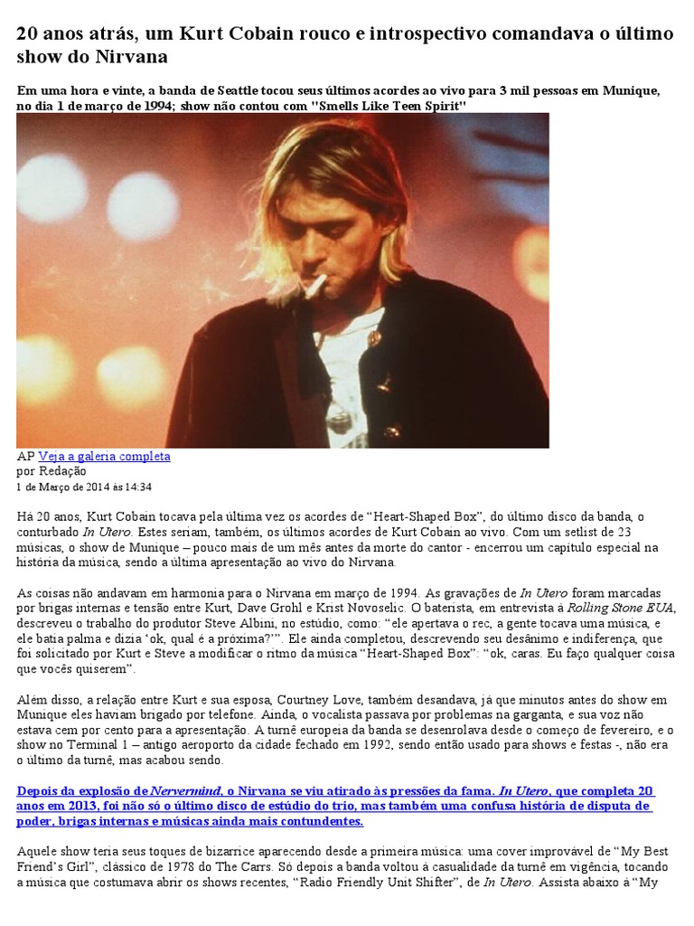 20 Anos Atrás Kort | PDF | Nirvana (banda) | Kurt Cobain, image size:768x1024