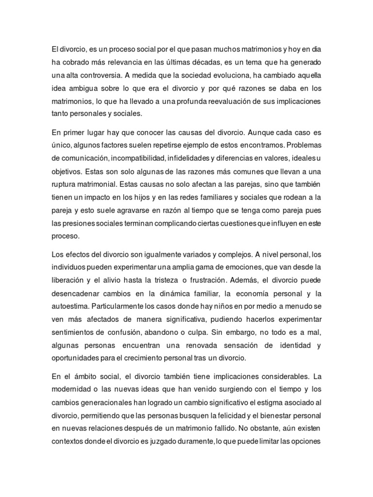 Causas y efectos del divorcio en la sociedad | PDF | Divorcio | Las ...