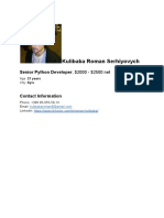 Kulibaba Roman Serhiyovych: Senior Python Developer, $2000 - $2500 Net