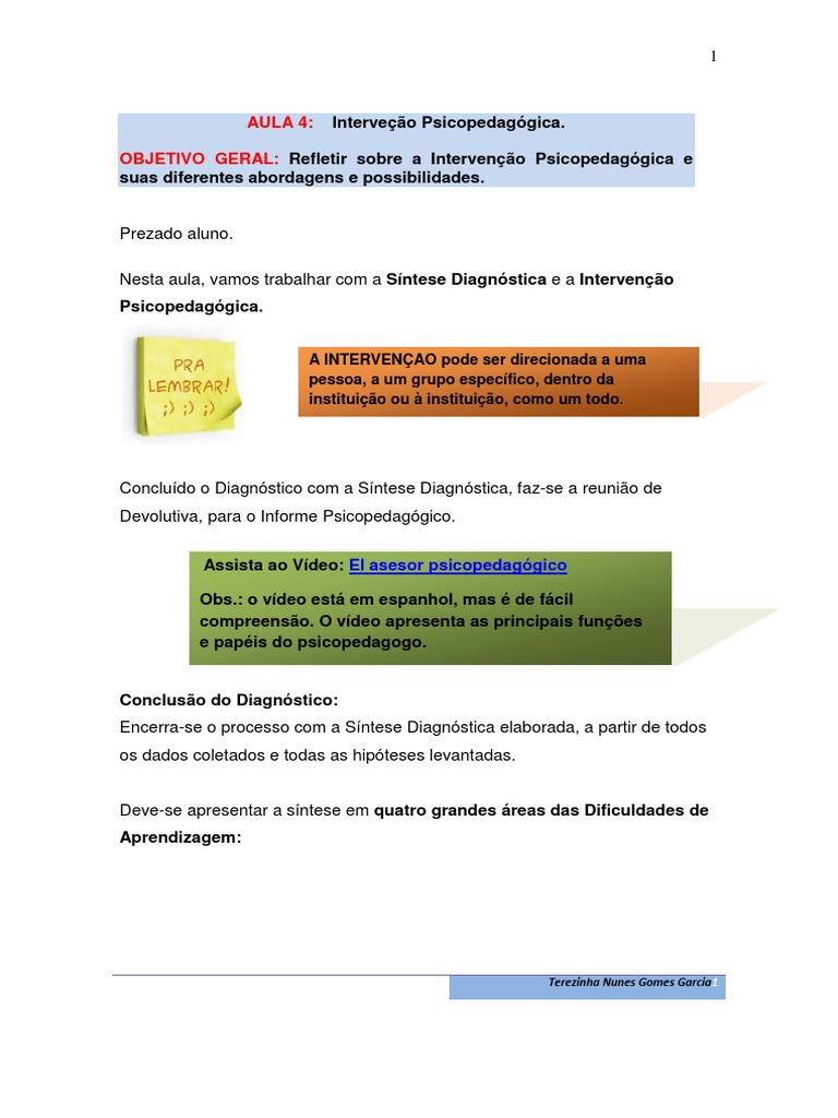 Intervenção Psicopedagógica: Estratégias e Diagnóstico | PDF ...