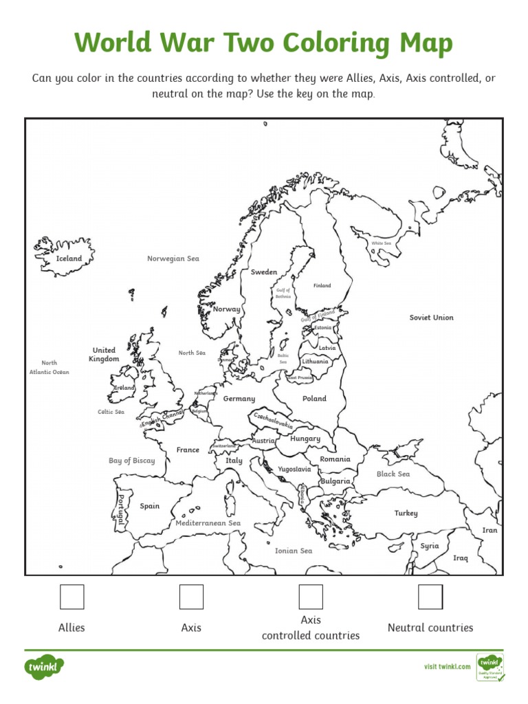 WWII Coloring Map Activity | PDF