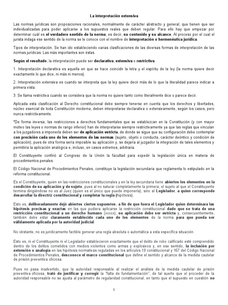 Interpretación Restrictiva en Derecho | PDF