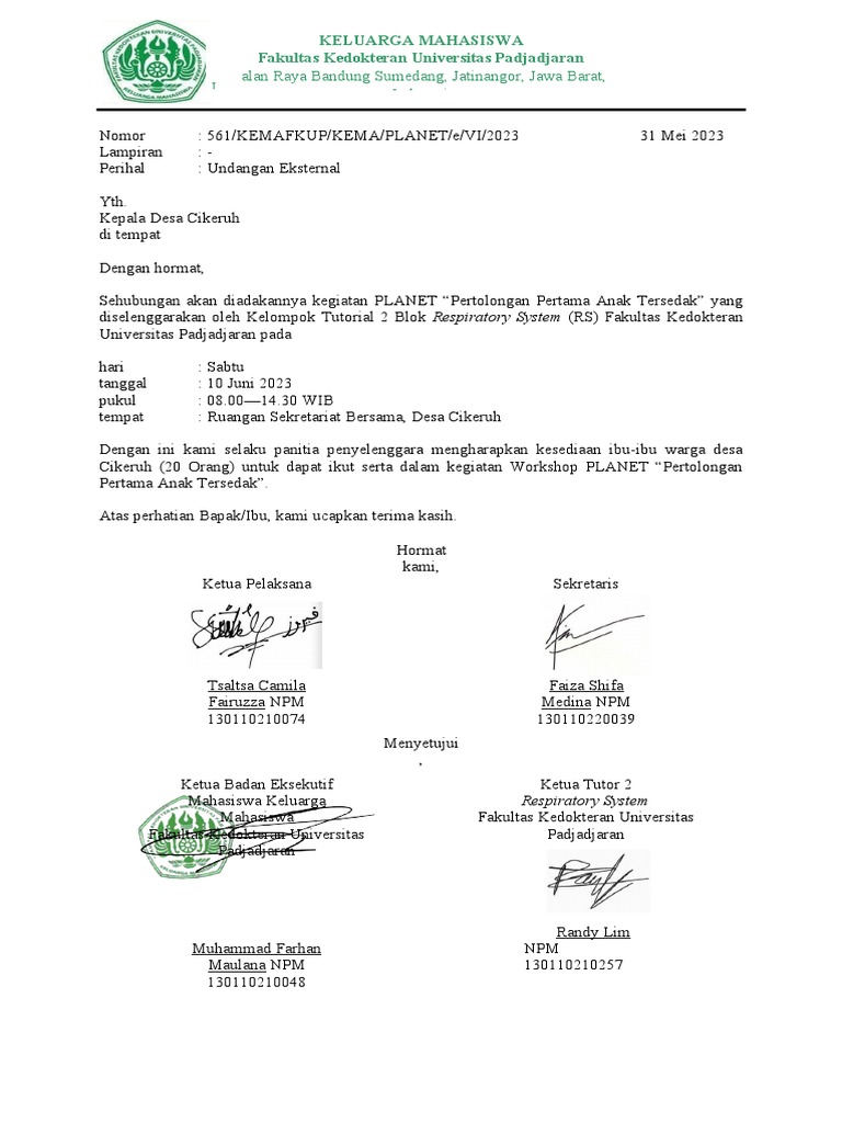 Surat Undangan Desa Cikeruh | PDF