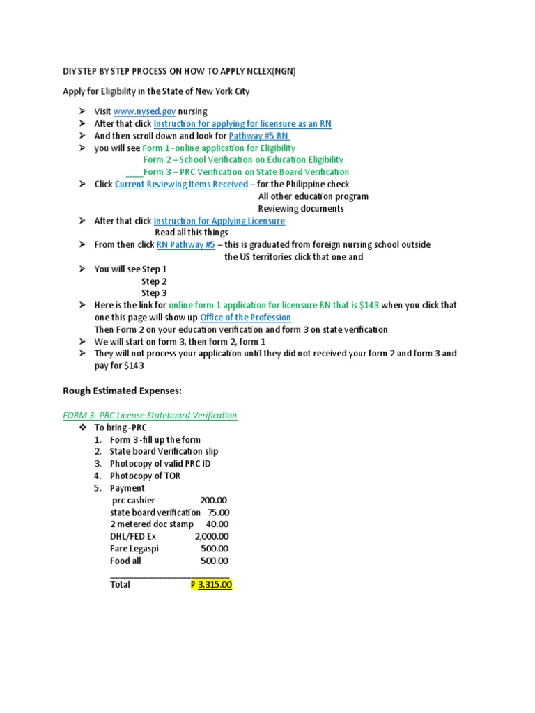 Diy Step by Step Process On How To Apply Nclex | PDF | National Council ...