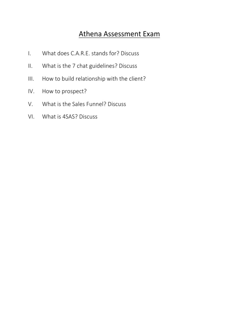 Athena Assessment Exam Guide | PDF | Career & Growth | Self-Improvement