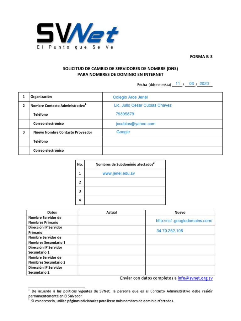 SVNet B3 | PDF | sistema de nombres de dominio | Redes de computadoras