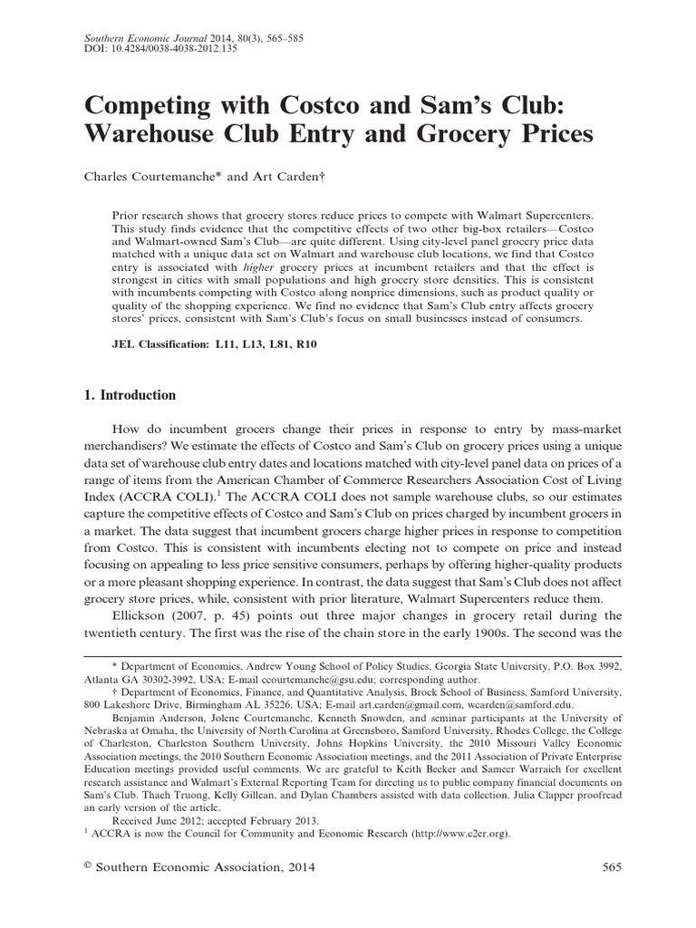 Competing with costco and sam s club warehouse club entry and grocery