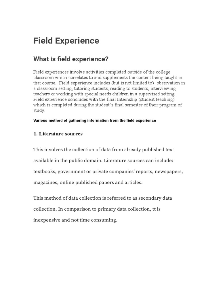 Understanding Field Experience in Education | PDF | Qualitative ...