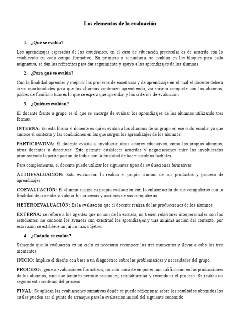 Elementos de la Evaluación Educativa | PDF | Evaluación | Maestros