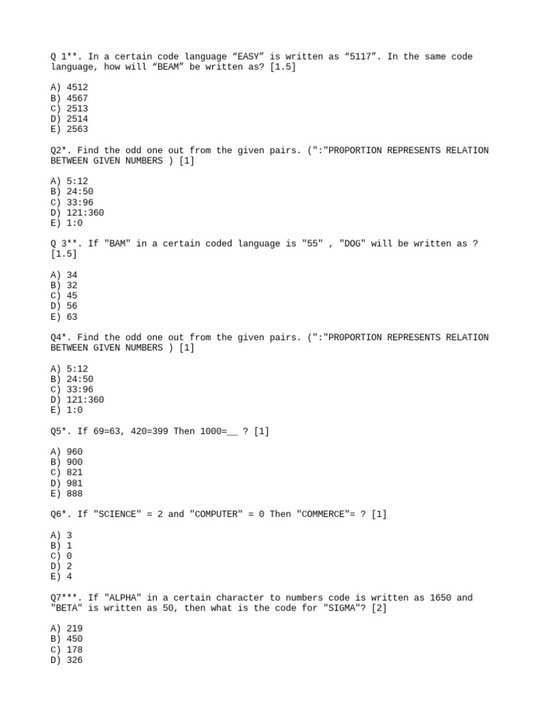 Code Language Puzzles and Odd One Out | PDF | Games & Activities ...