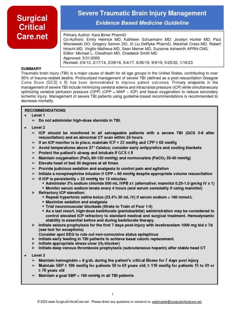 Traumatic Brain Injury 2023 | PDF | Traumatic Brain Injury | Hypertension